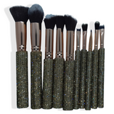 Gold Rhinestone 10pcs Brush Set