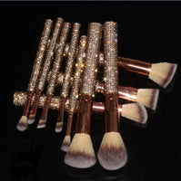 Gold Rhinestone 10pcs Brush Set